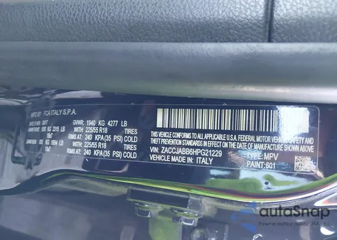 2017 Jeep Renegade Latitude Fwd from USA, damaged, VIN ZACCJABB6HPG21229
